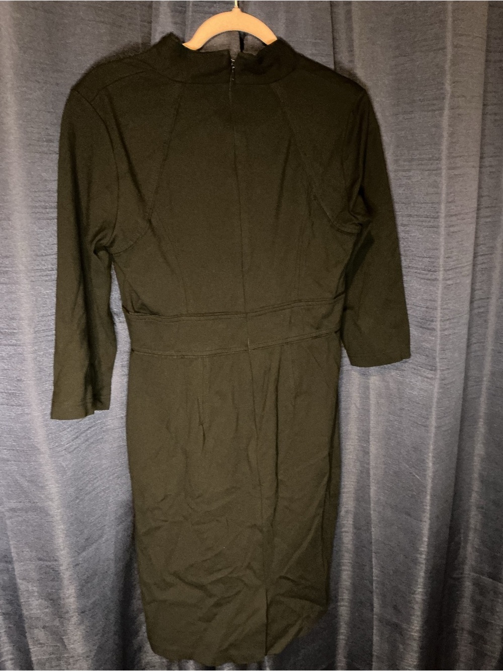 White House Black Market Black V-Neck Long Sleeve Dress with Gold Buttons - Picture 5 of 5